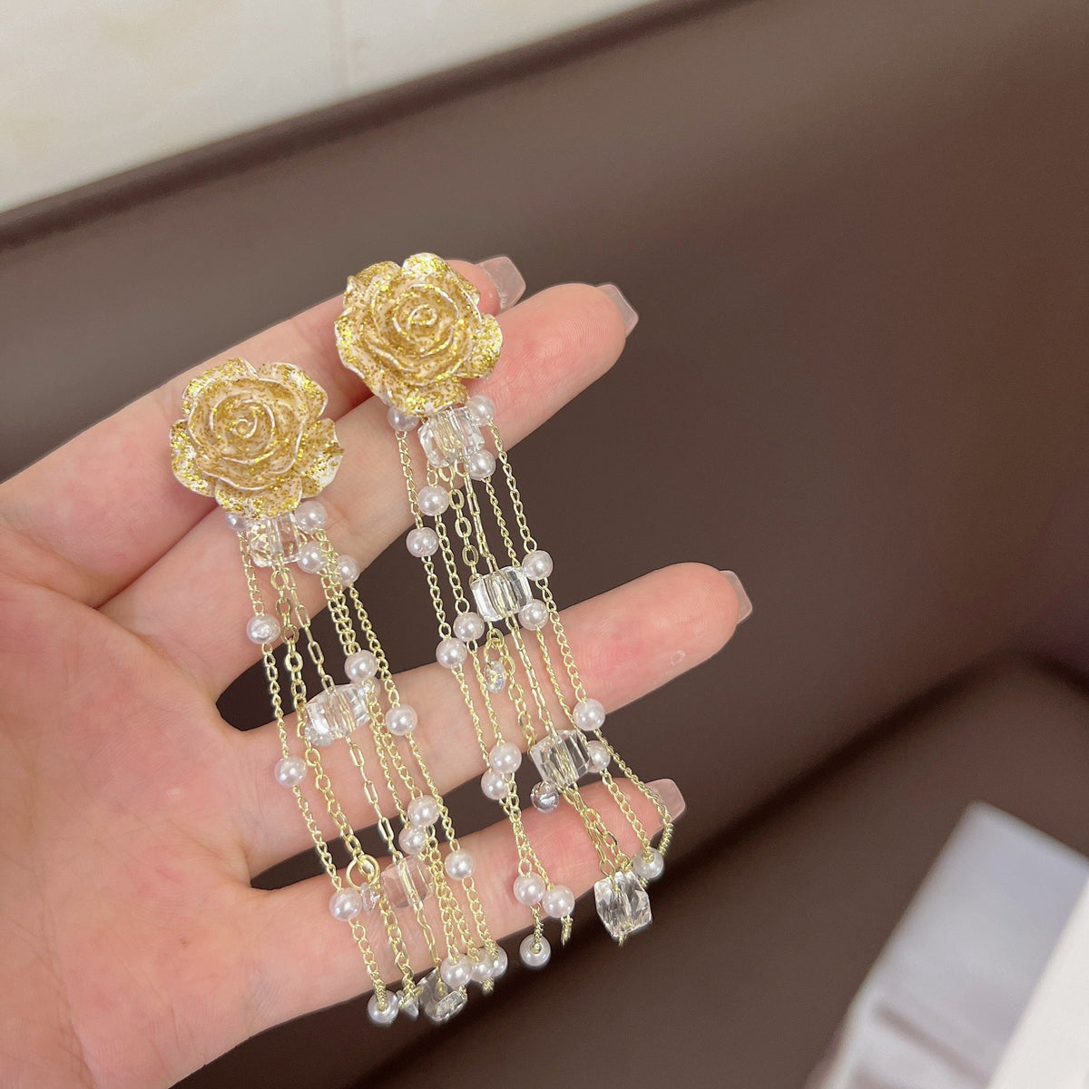 Crystal Vintage Court Style Pearl Eardrops Earrings