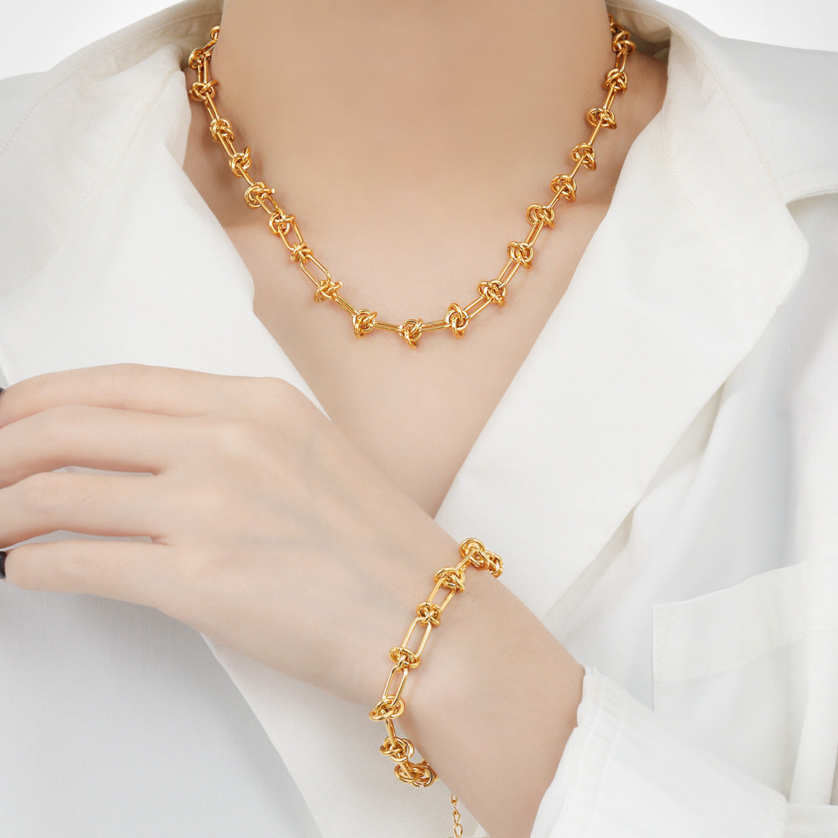 Women's Street Fashion Punk Thorn Knot Chain Jewelry Set