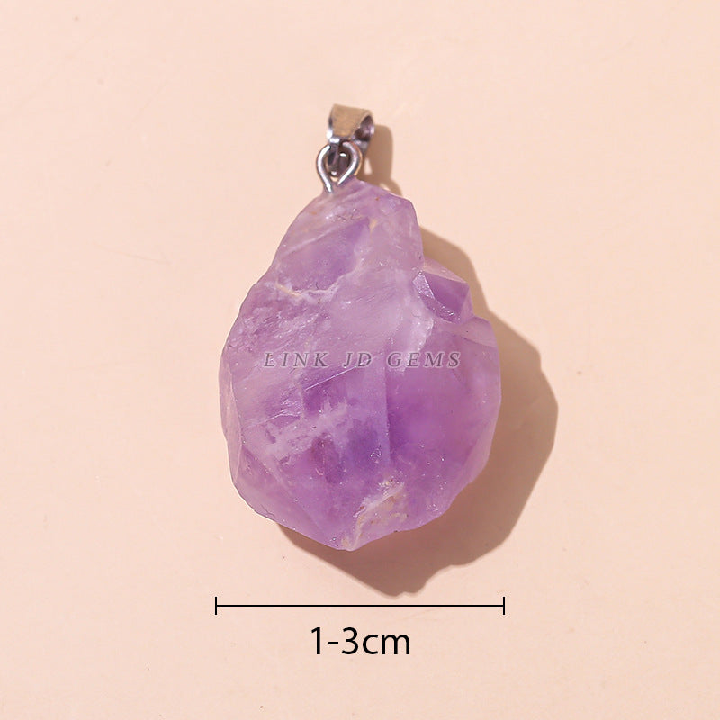 Classic Natural Amethyst Flower Rough Stone Pendant