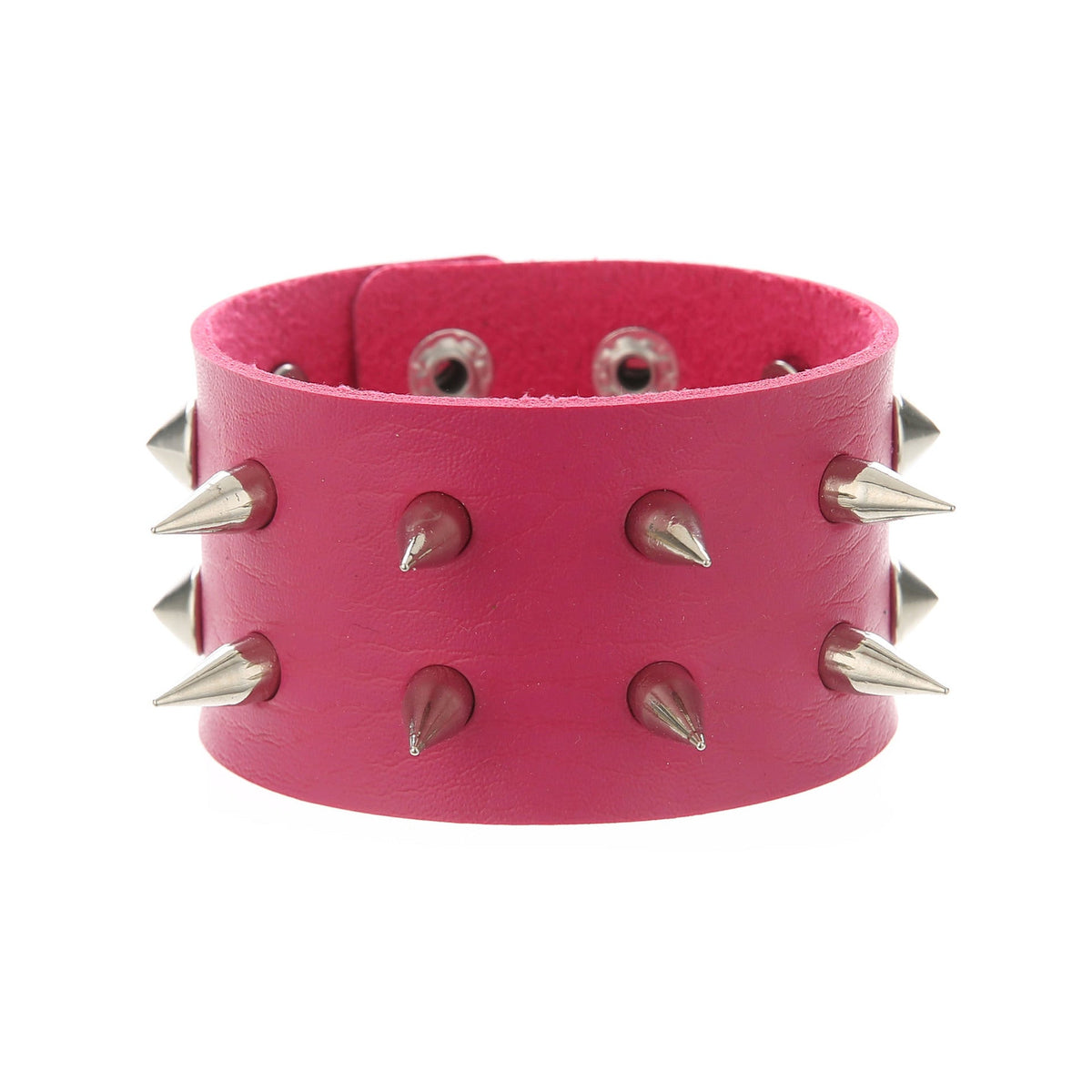 Punk Double Row Alloy Spike Couple Leather Rock Stainless Bracelet
