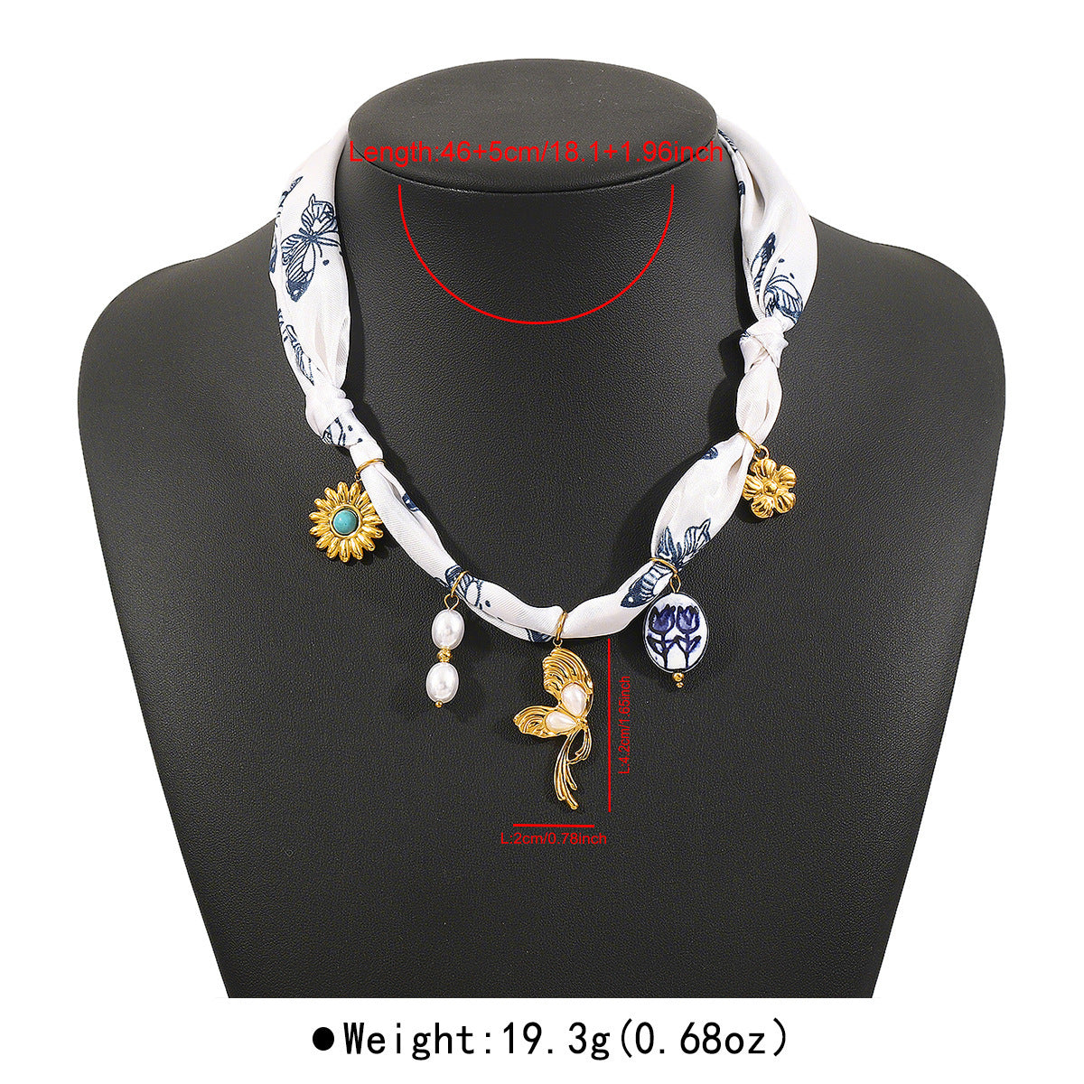Flowers Shell Butterfly Ceramic Ribbon Niche Design Stainless Pendants