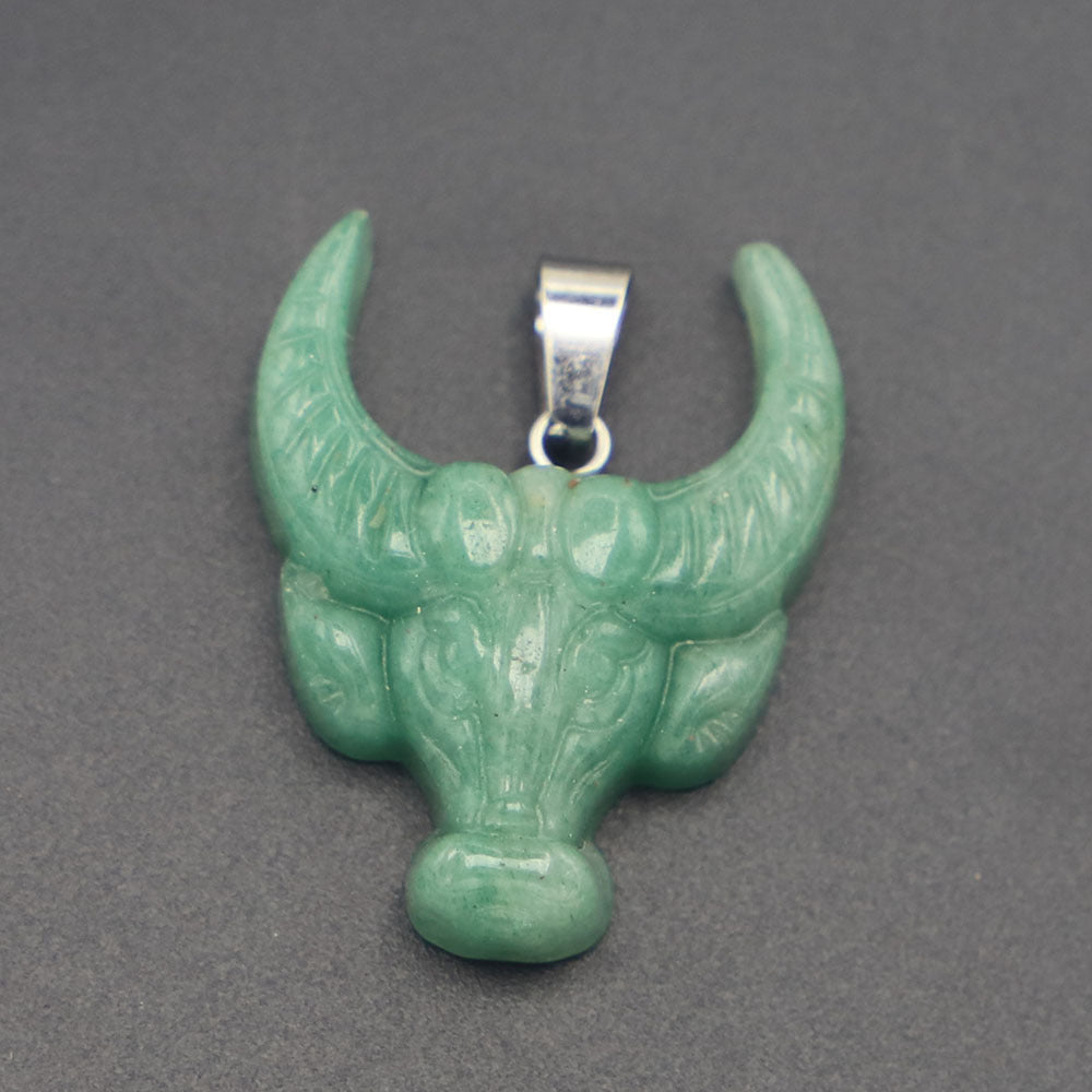 Popular Natural Stone Carved Ox Head Pendant