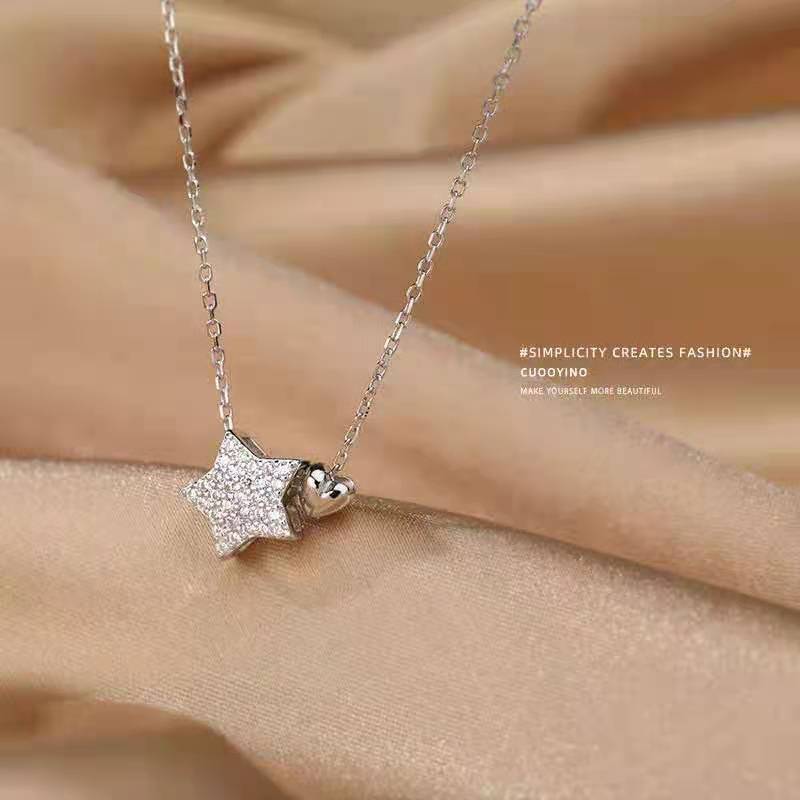 Women's Diamond Stars Heart High-grade Design Simple Five-pointed Star Temperament Clavicle Necklace