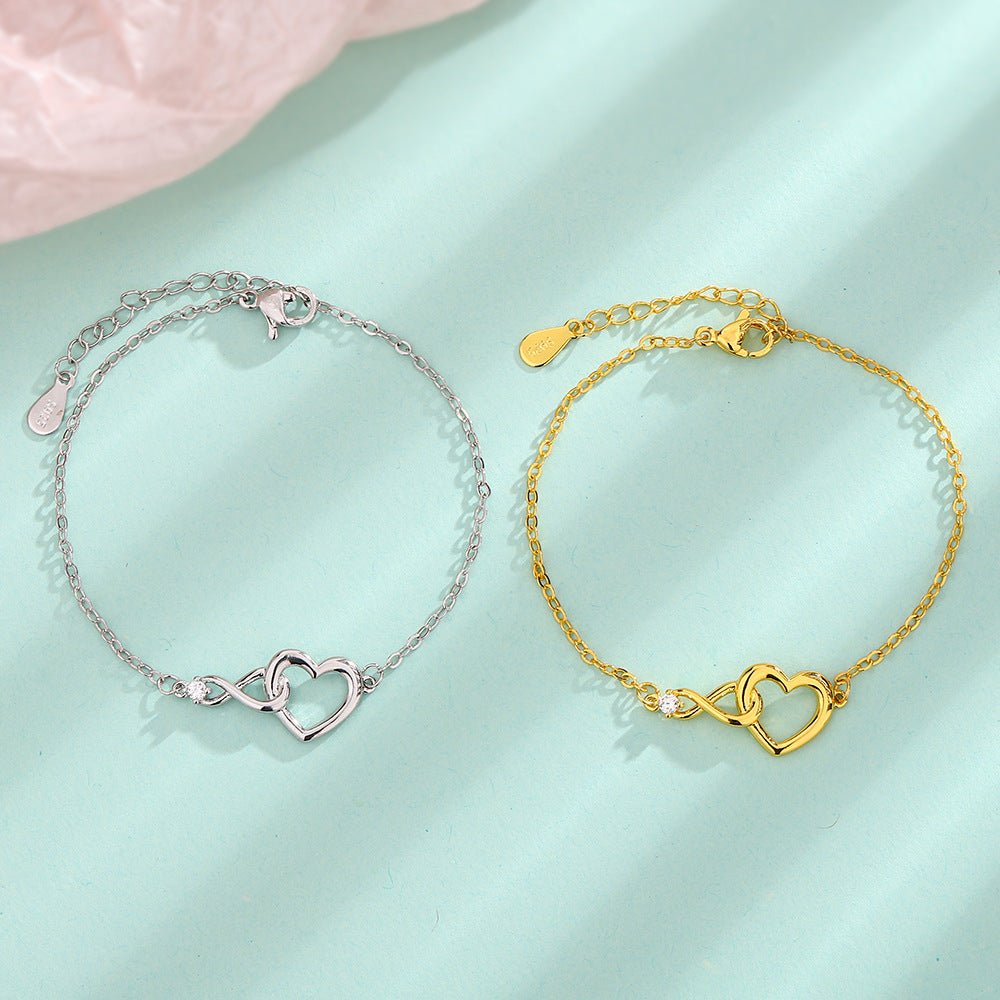 Diamond Words Infinite Heart French Romantic Love Hollow Single Bracelets