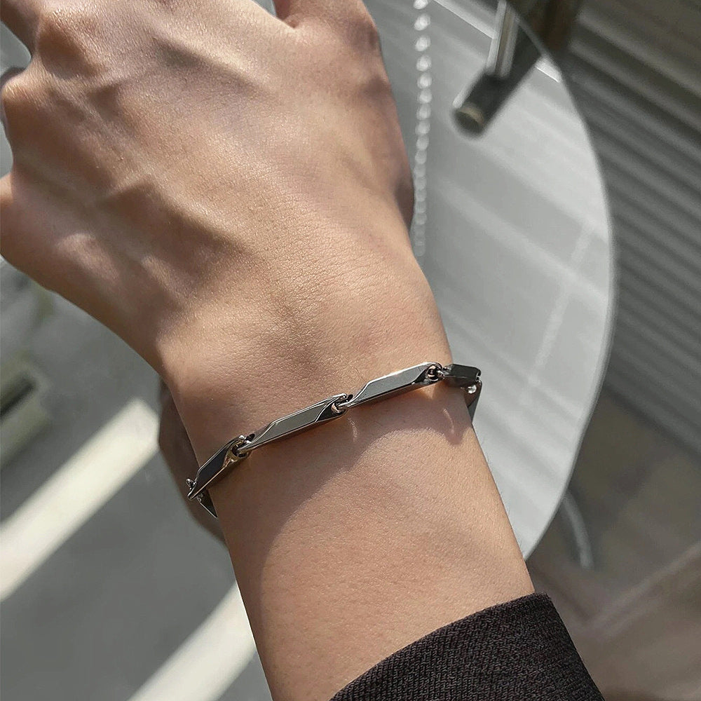 Men's & Women's Titanium Steel Diamond Lines Simple Couple Melon Seed Hip Bracelets