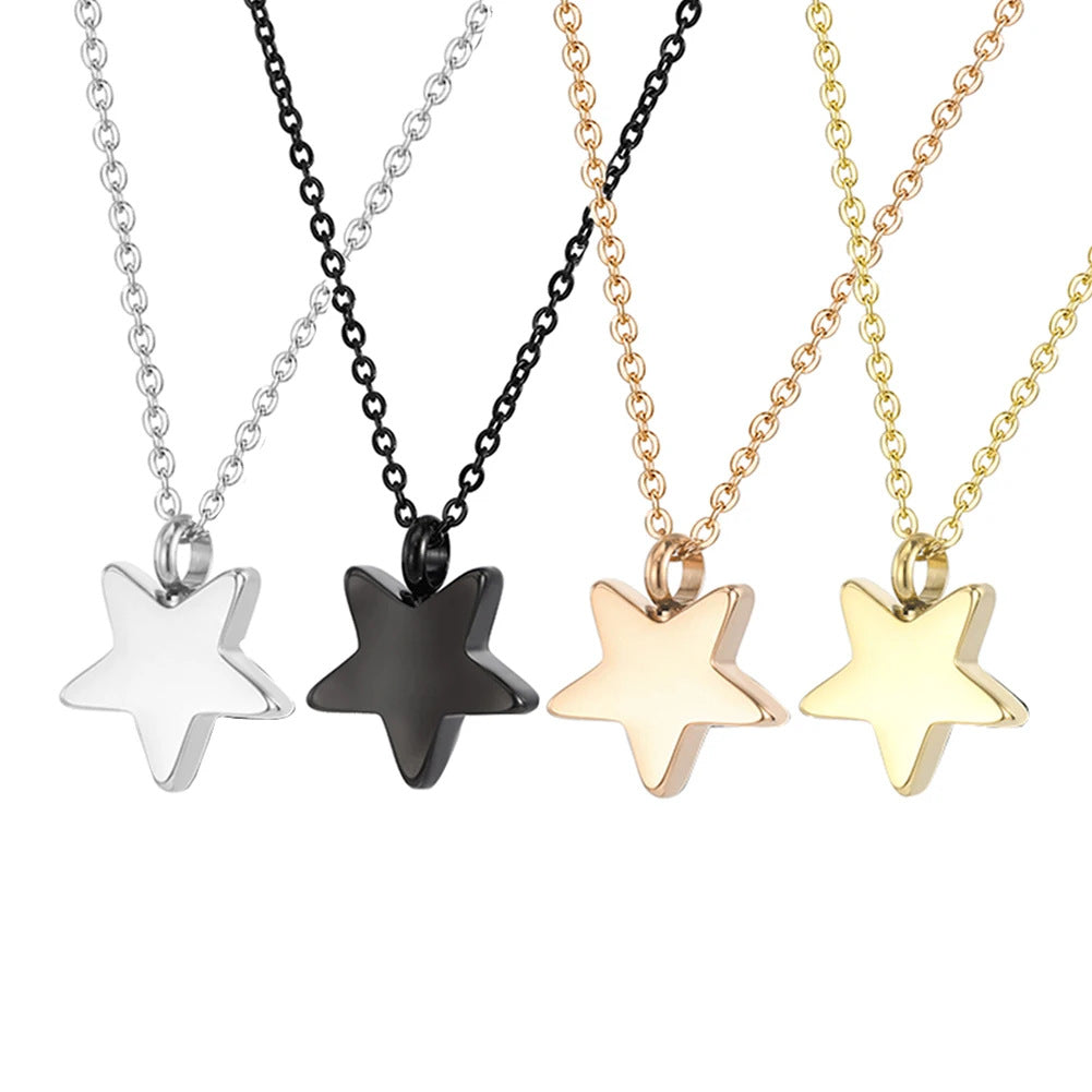 Five-pointed Star Shaped Can Open Cremains Pendant