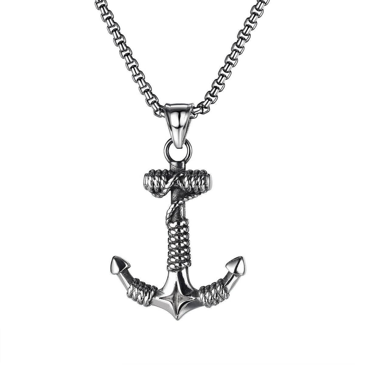Men's Viking Boat Anchor Titanium Steel Vintage Stainless Necklace