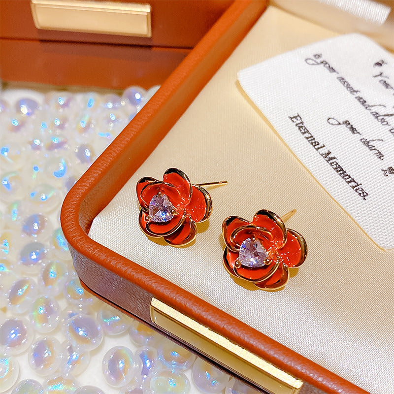 Flower Collection Real Gold Plating Quality Sweet Earrings