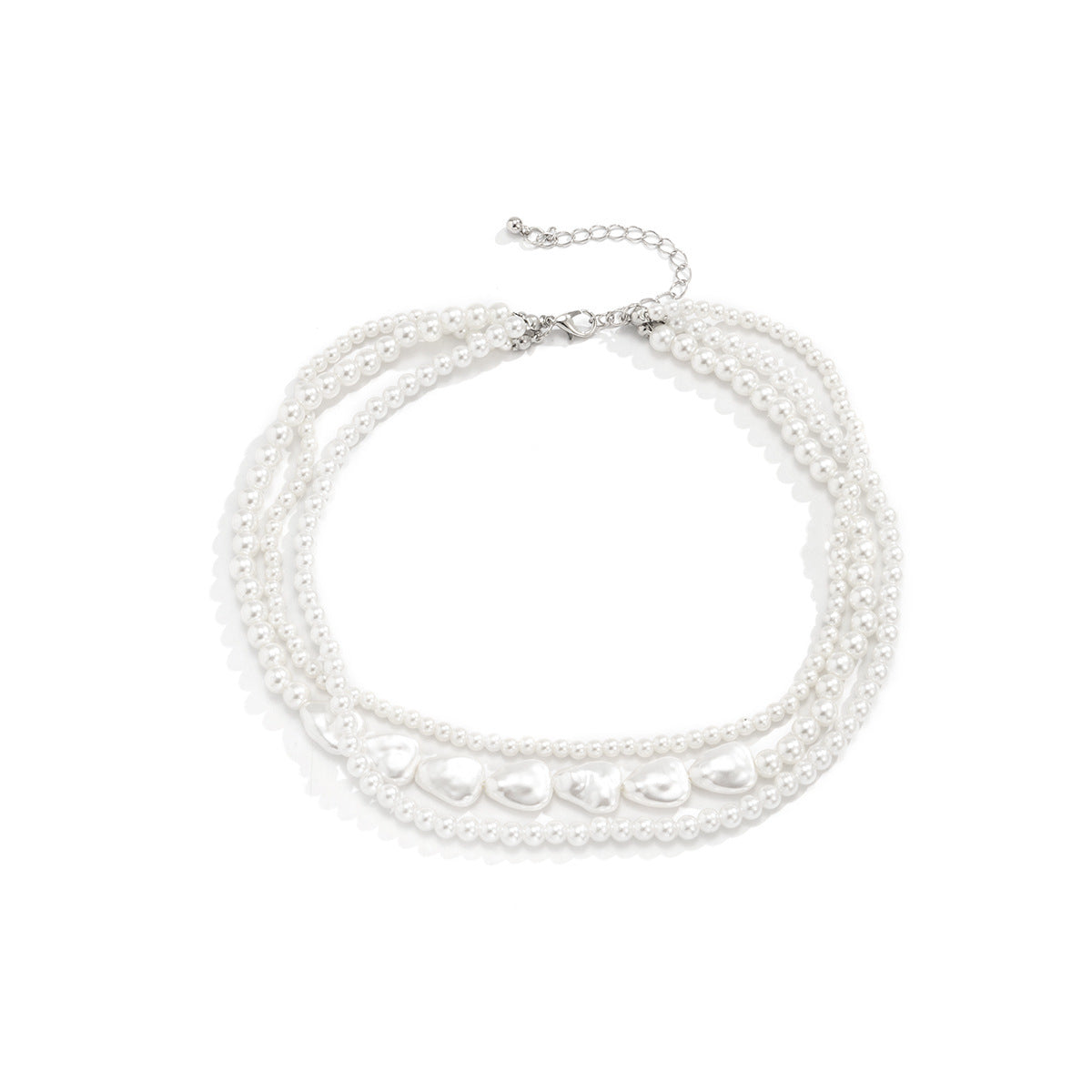 Woven Baroque Niche Round Beads Chain Necklaces
