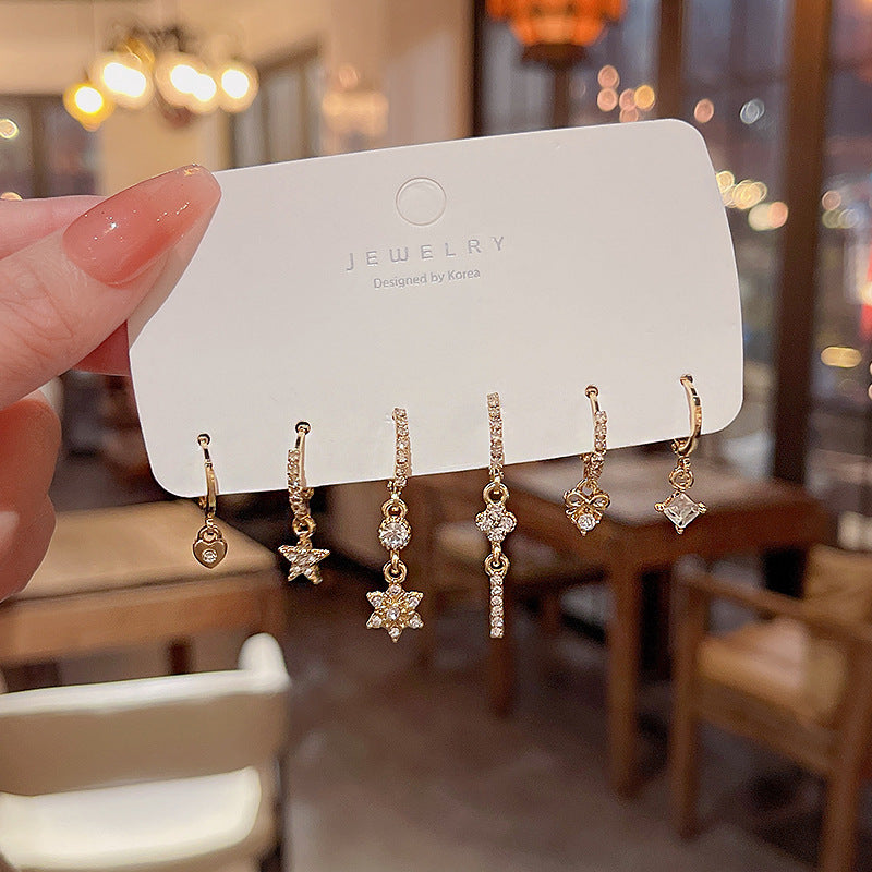 Sier Needle Light Luxury Minority Ear Clip Female Fashion Earrings