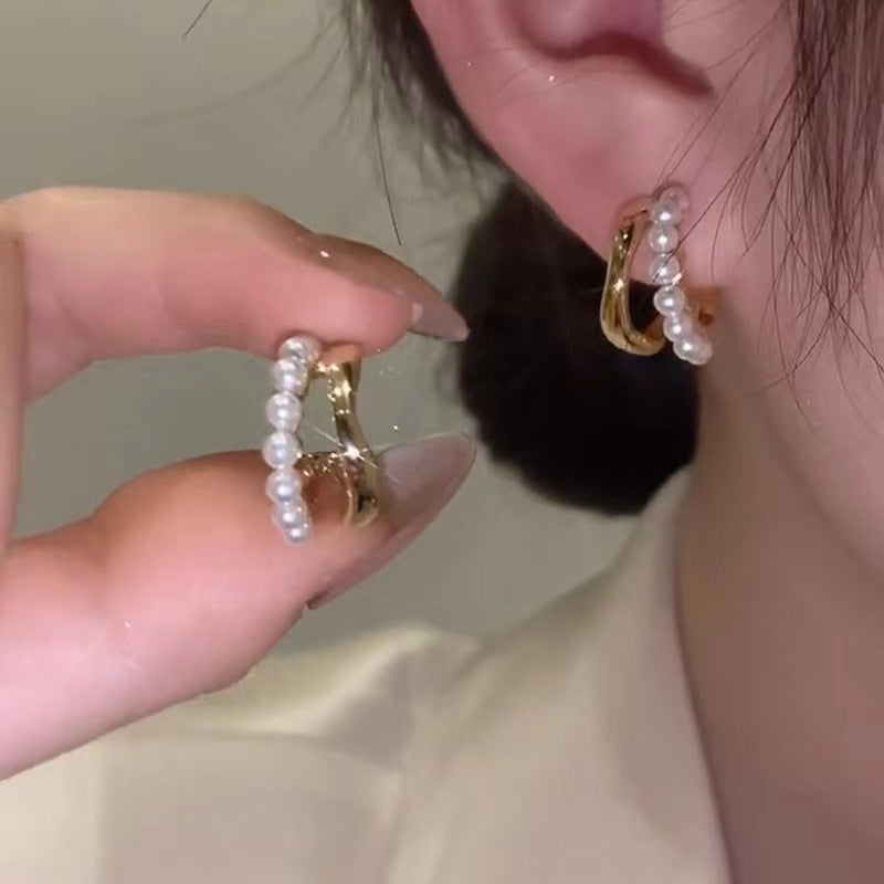 Sier Needle Asymmetric Cross Style Temperament Ear Clip Cold Earrings