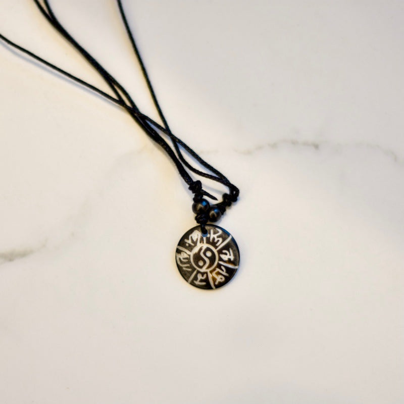 Nepal Yak Bone Hand Carved Six Pendant