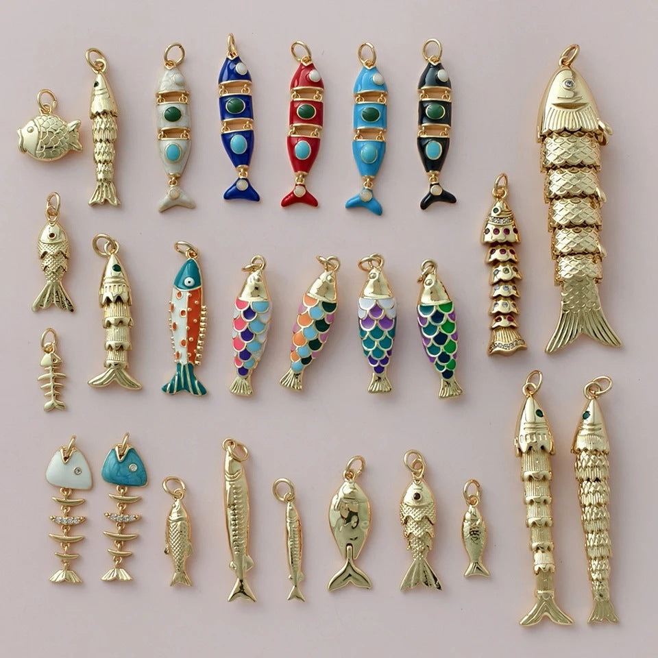 Color Enamel Fish Copper Drop Oil Pendant