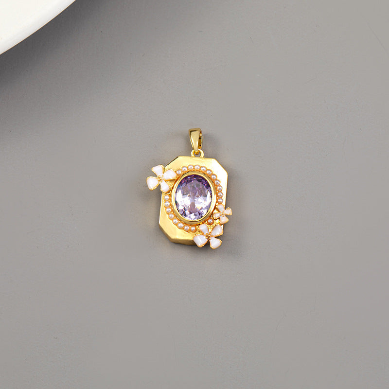 Cool Innovative Single Inlaid Square Gem Pendant