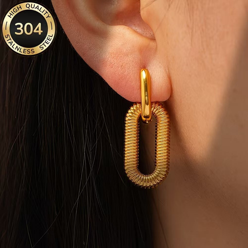 Detachable Color Matching Stainless Steel Chain Thread Fashion Simple Titanium Earrings