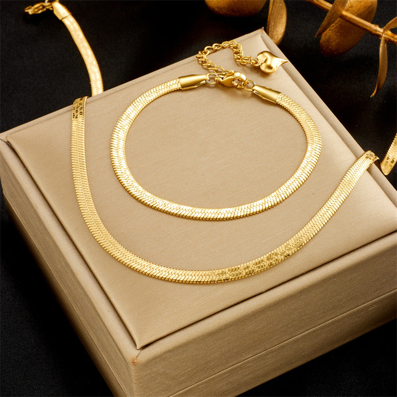 Neutral Simple Gold-plated Printed Stainless Steel Blades Bracelets