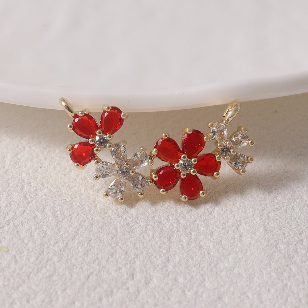 Golden White Diamond Cherry Blossom Flower Cluster Exquisite Sweet Decorative Pendant
