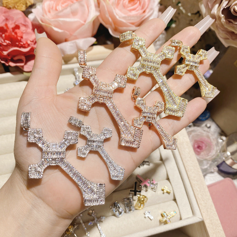 Full Diamond Cross Hip Hop Real Necklaces