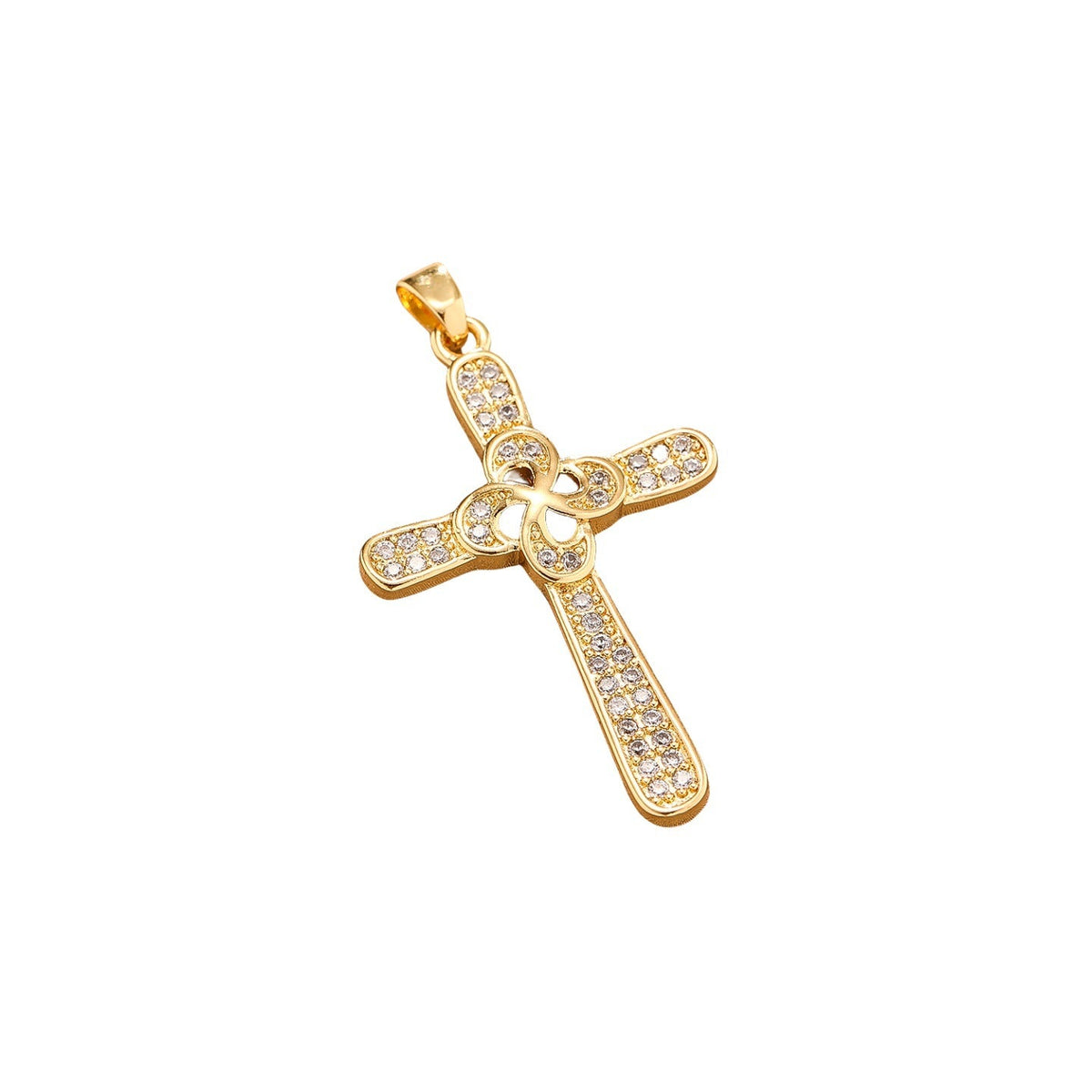 Religious Simple Copper Inlaid Zircon Stainless Steel Chain Pendant