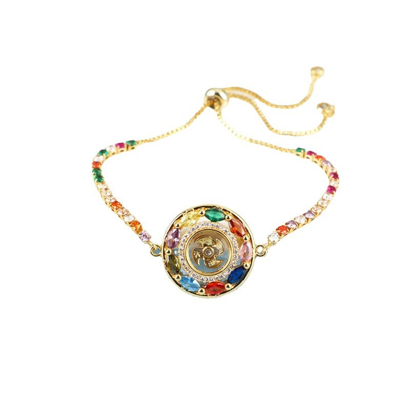 Color Retention Imitation Tourmaline Crystal Colorful Crystals Rotatable Bracelet