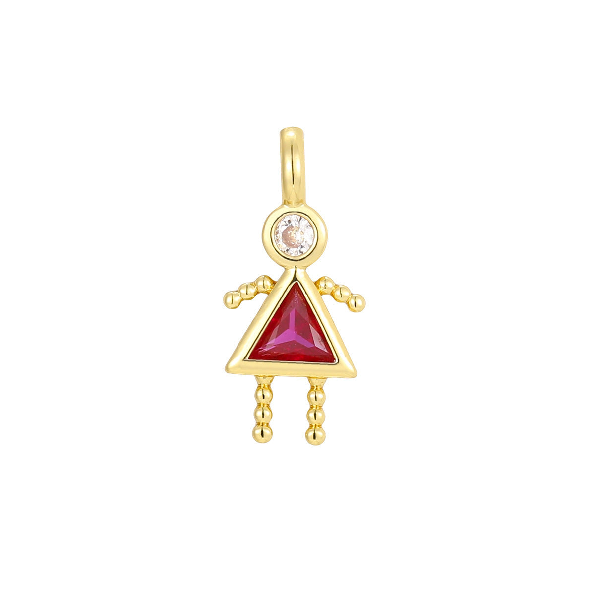 Boys Color Birthstone Gold Micro Inlaid Pendant