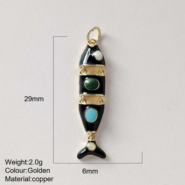Color Enamel Fish Copper Drop Oil Pendant