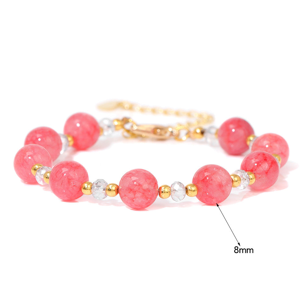 Women's Natural Stone Beads Simple Lobster Buckle Bracelet