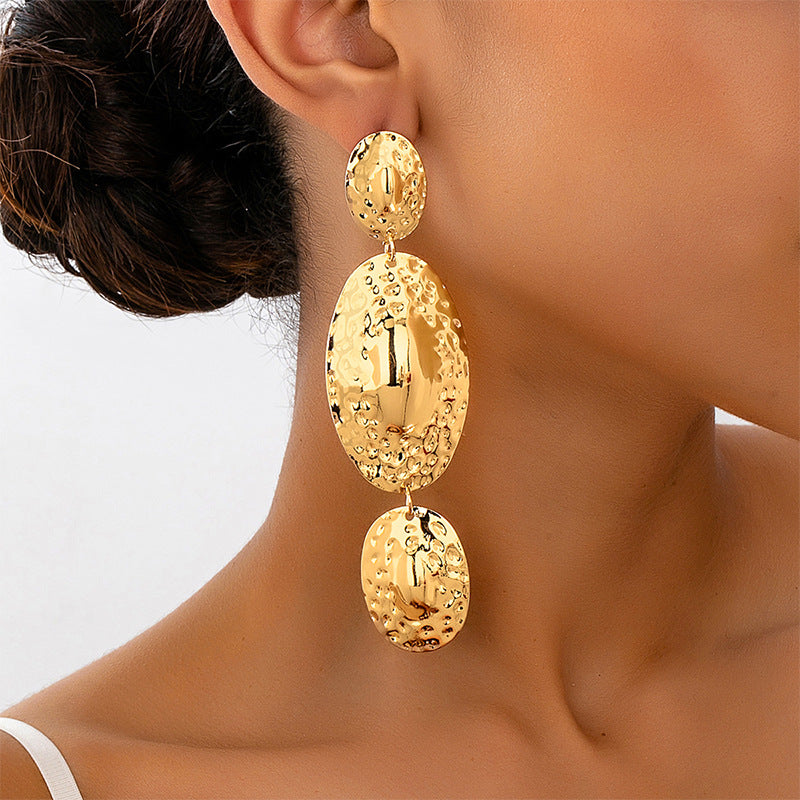 Pothole Oval Eardrops Suitable For Ladies Party Gathering Daily Travel Rings