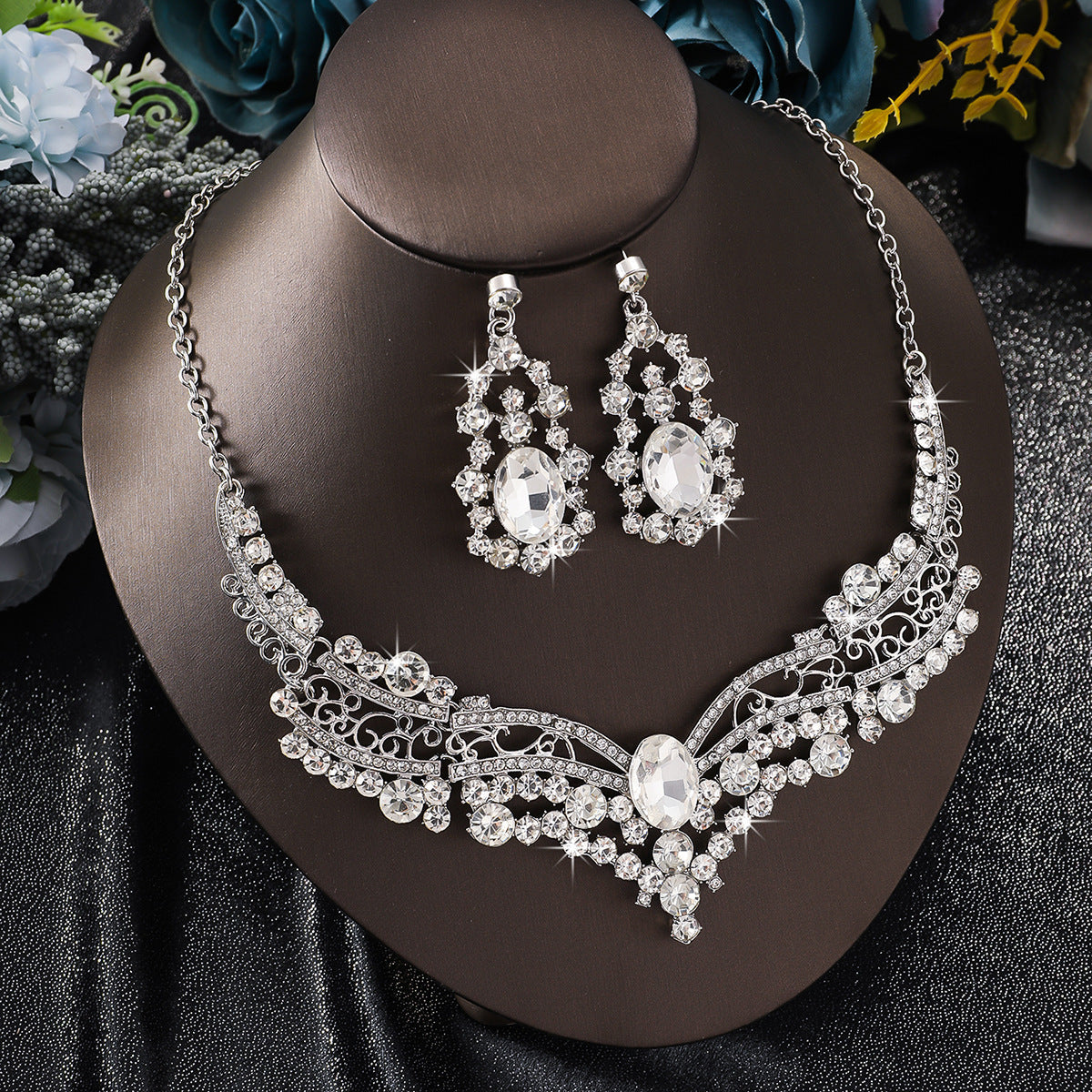 Splendid Diamond Alloy Suit Fashion Delicate Bridal Jewelry Set