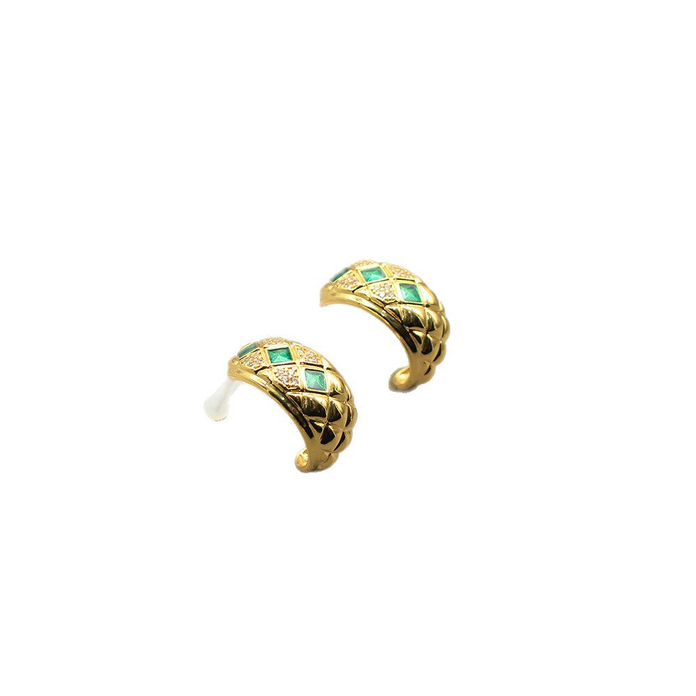 Snake Bones Chain Green Zircon Shaped Copper Plated Gold Light Necklaces