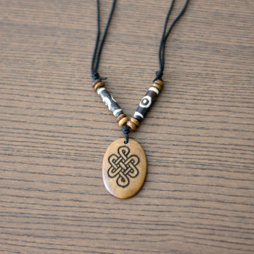 Nepal Yak Bone Hand Carved Six Pendant
