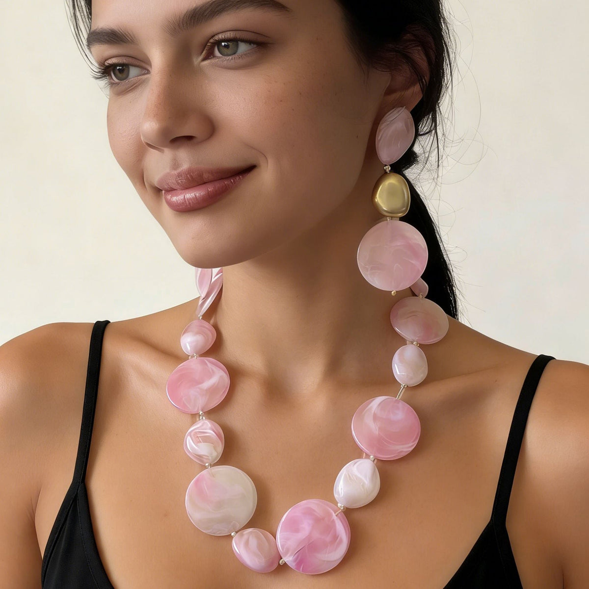 Slouchy Fashion Pink Geometric High-grade Commute Jewelry Set