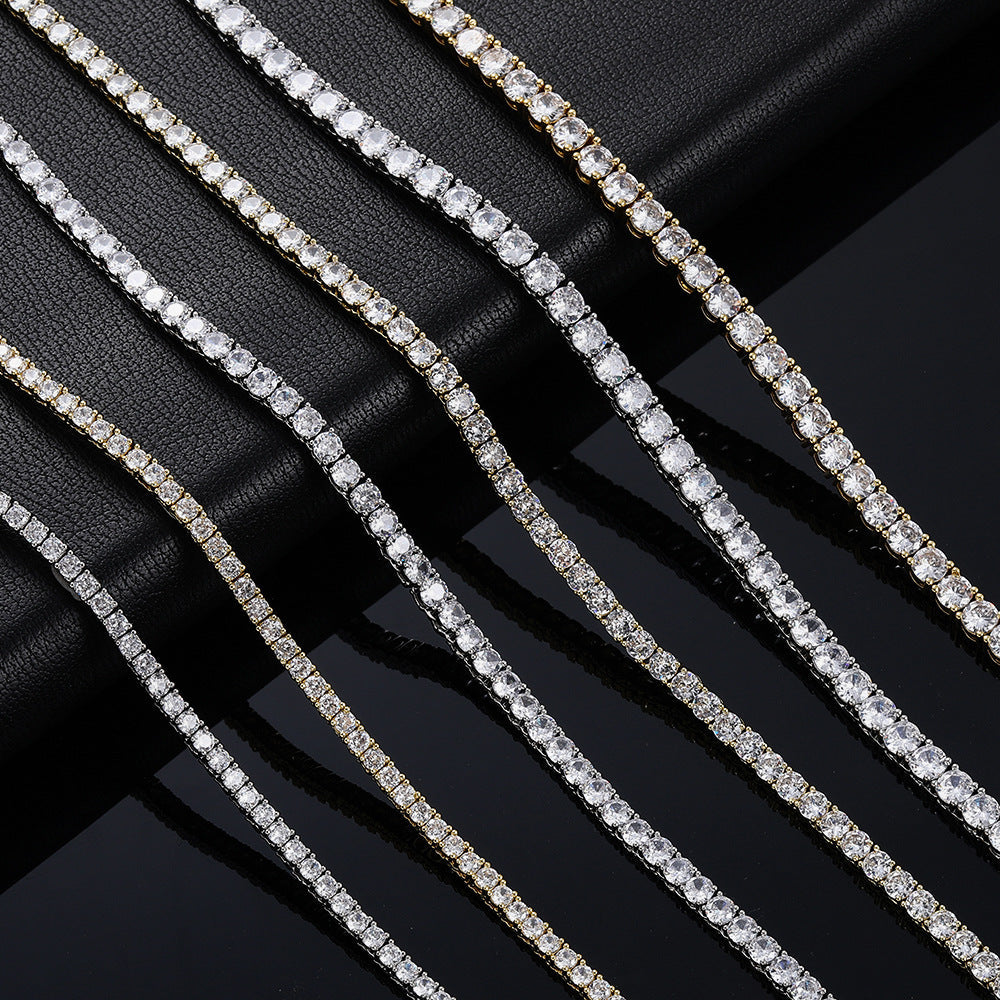 Inlaid Zircon Single Strand Hip Hop Necklaces