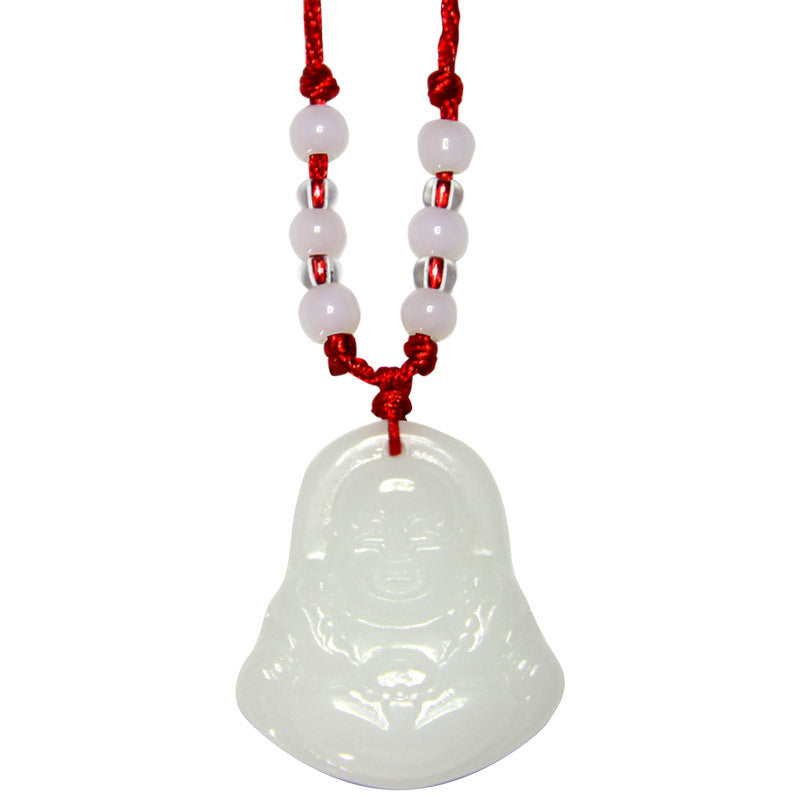 Jade Peace Buckle Afghan White Buddha Eight Beads Pendant