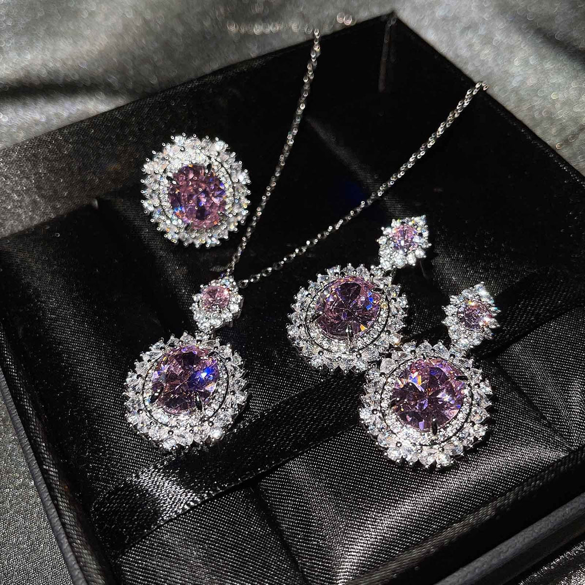 Luxury Colored Gems Inlaid Navy Blue Rings
