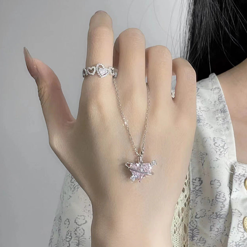 Light Luxury Sweet Temperament Pink Diamond Necklaces