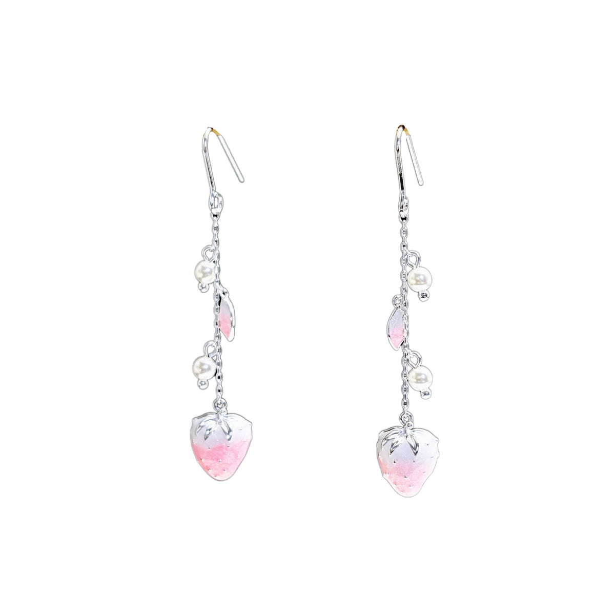 Sweet Elegant Pink Strawberry Long Spring Girly Style Cute Unique Earrings