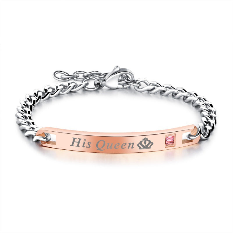 Alloy Couple Rose Gold Personality Lettering Bracelet