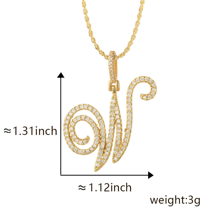 Hop Flower Body Grass English Letter Niche Style Inlaid Zircon Pendants