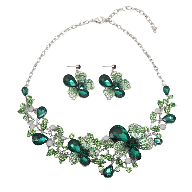 Jewel Flower Crystal Suite Banquet Dress Earrings