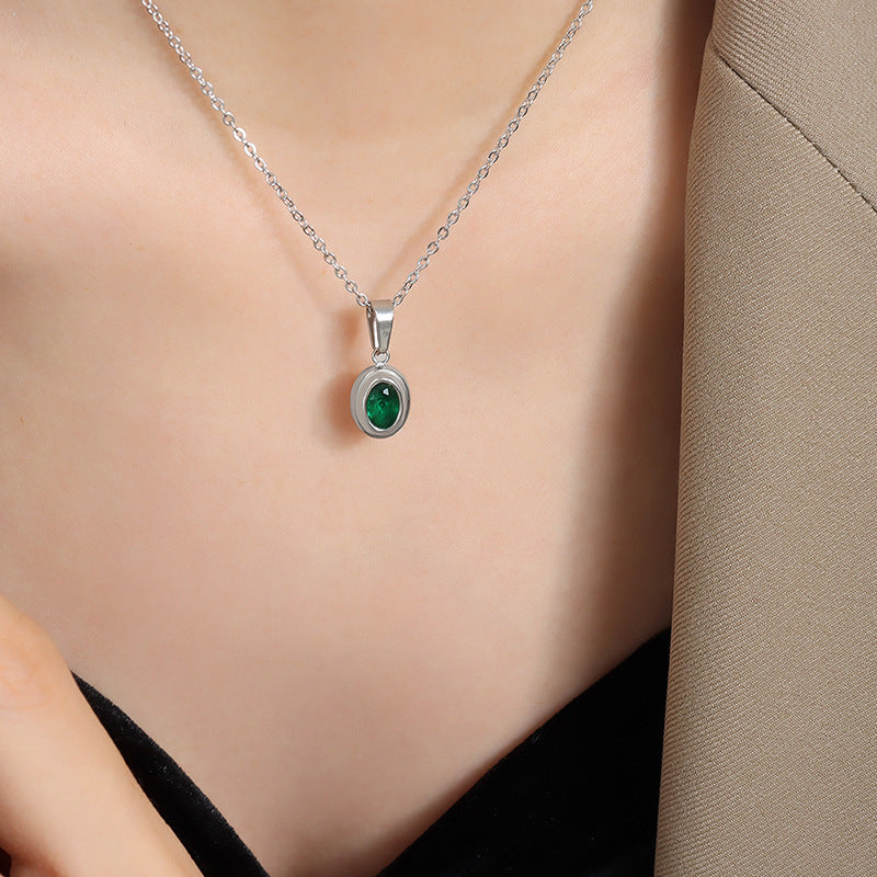 Niche Retro Collarbone Titanium Steel Zircon Jewelry Set