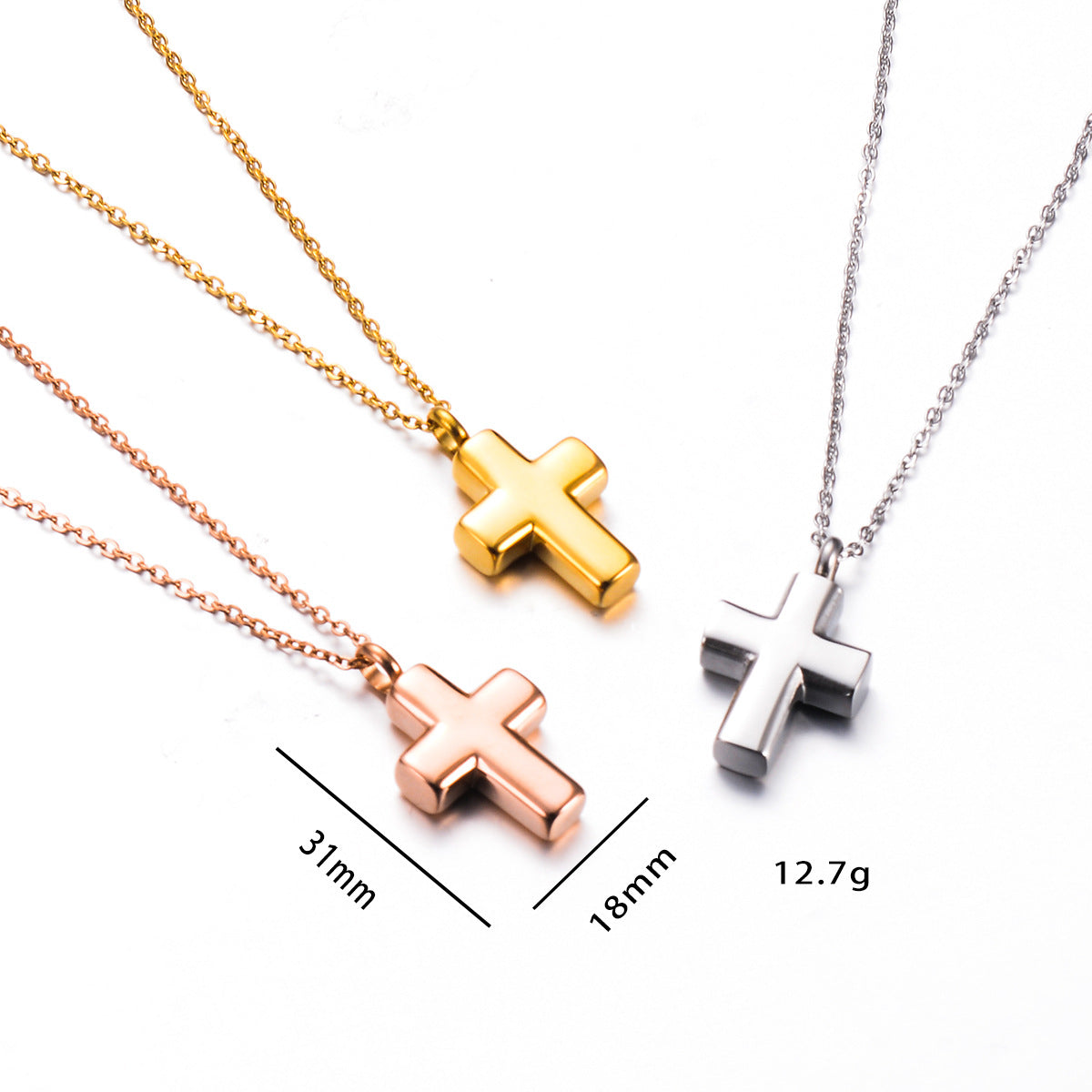 Steel Cross Shelf Open Perfume Bottle Pendant