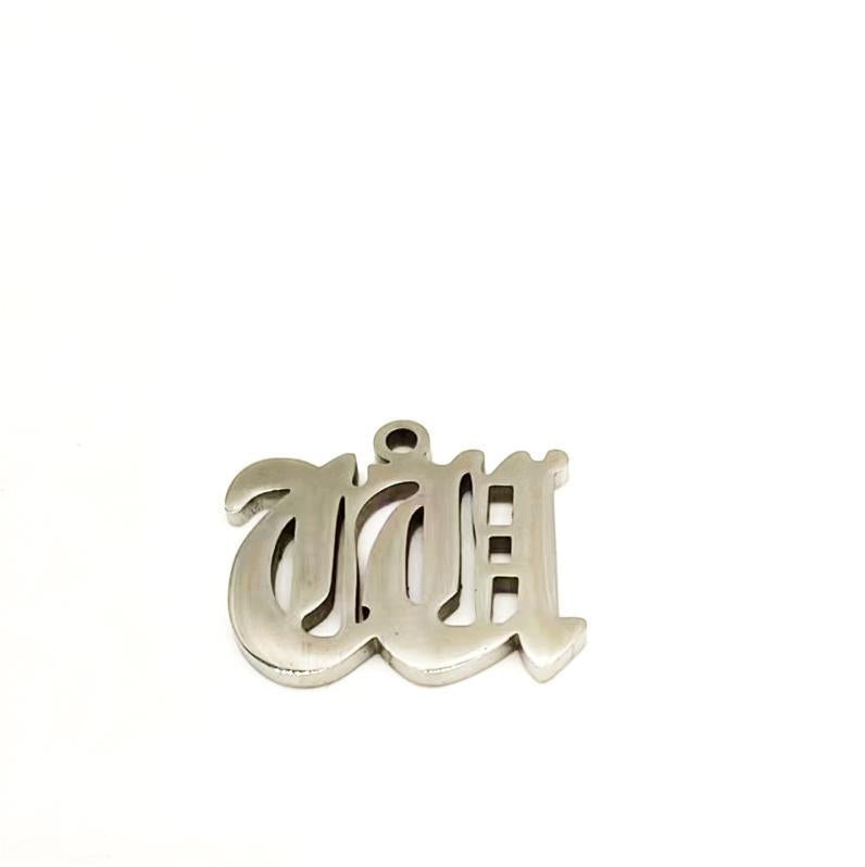 Titanium Steel Retro Alphabet Outer Hole Round Artistic Pendant