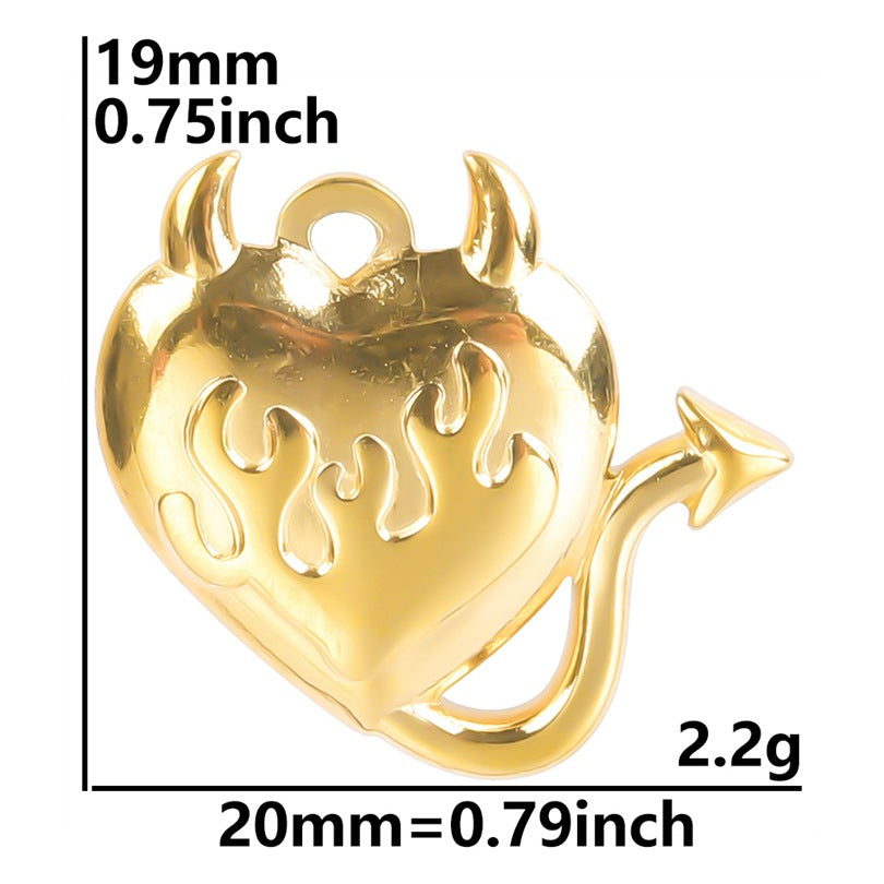 Hip Hop Little Devil Stainless Steel Real Gold Necklace