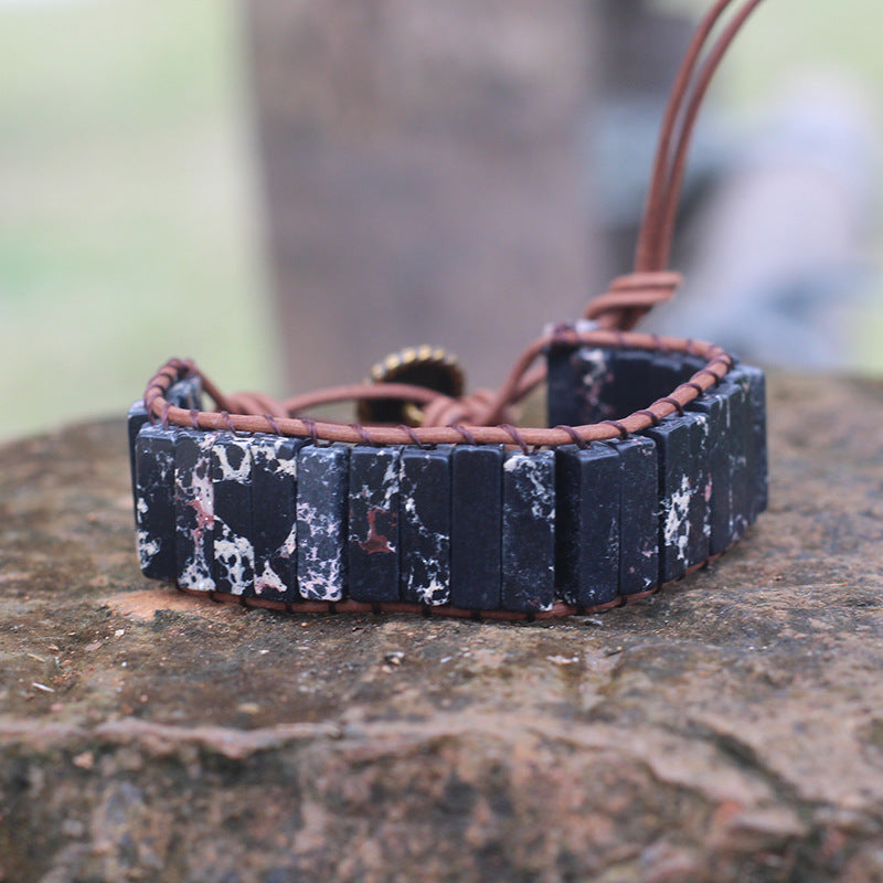 Bohemian Style Natural Stone Lan Di Royal Vintage Hand-woven Bracelet