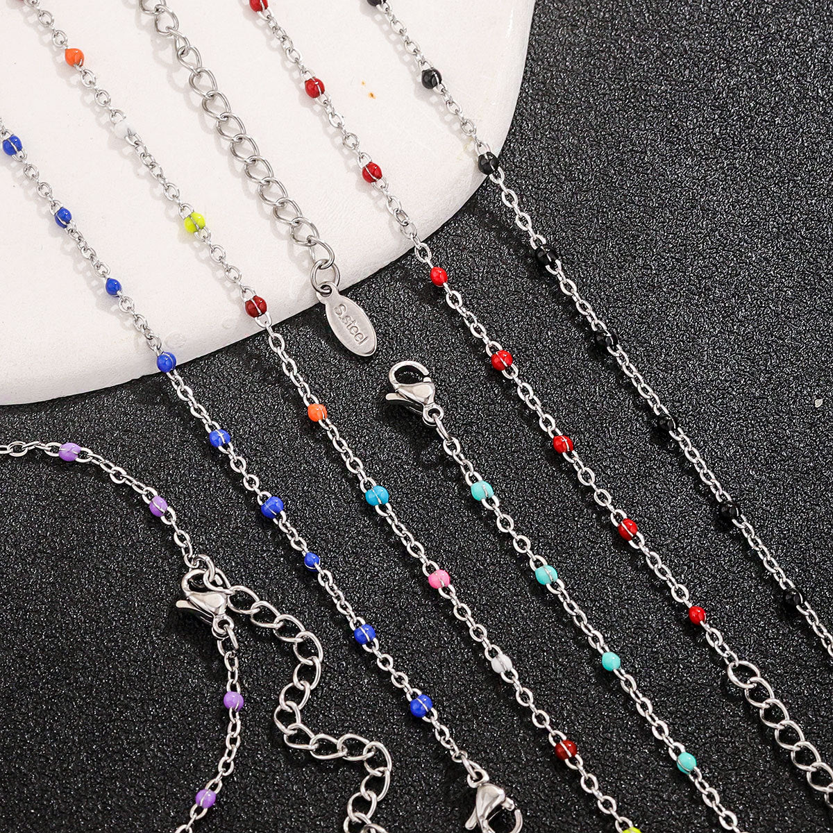 Niche Design Stainless Steel Enamel Cross Chain Bracelets