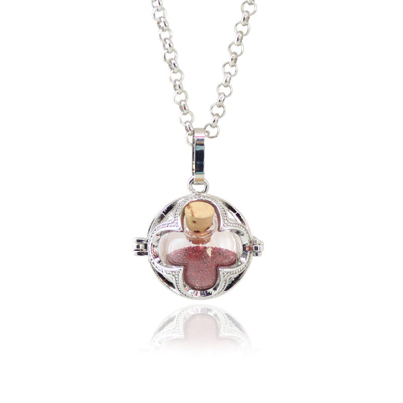 Clover Essential Oil Box Glass Ball Necklaces