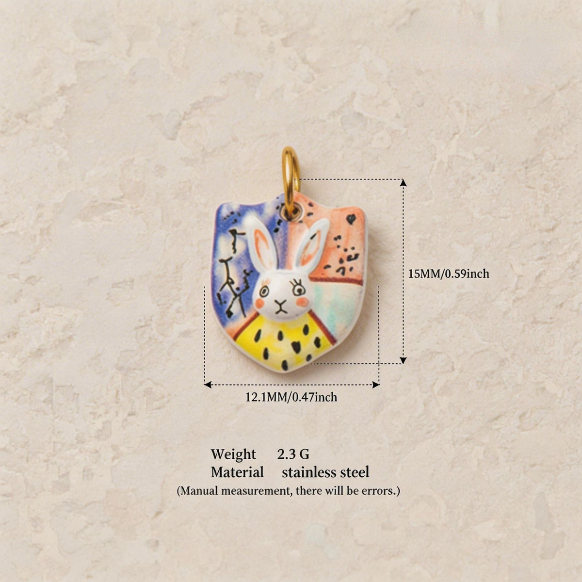Cartoon Rabbit Long Star Printing Series Gold Color Pendants