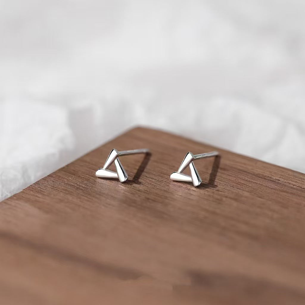 High-grade Bow Small Sier-plated Geometric Korean Earrings