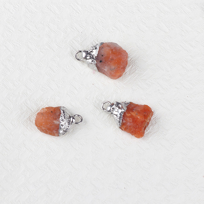 Natural Amethyst Rock Sier Gilded Hemming Irregular Pendants